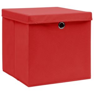 vidaXL cajas de almacenaje con tapas 4 uds rojo 28x28x28 cm