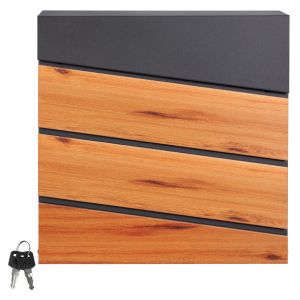 Buzón 37x36,5x11 cm antracita/madera acero ml-design