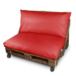 Cojín para palets polipiel exterior rojo funda asiento y/o respaldo 120x60x