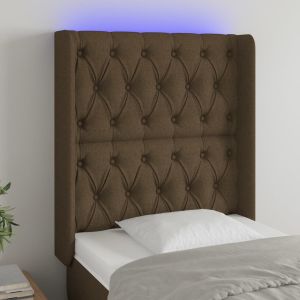 Cabecero con LED de tela marrón oscuro 83x16x118/128 cm eso5023