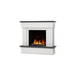 Tormes - chimenea eléctrica de suelo sin calefacción blanco /mármol negro