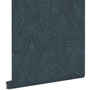 Estahome papel pintado hojas de palmera azul oscuro 53 cm x 10.05 m