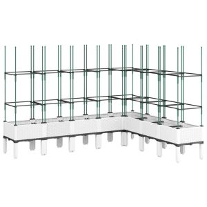 vidaXL jardinera con enrejado pp blanco 200x160x142,5 cm