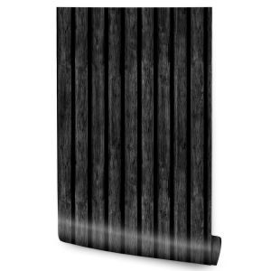 Papel Pintado Lamelas Listones Madera Oscura 53cm x 300cm