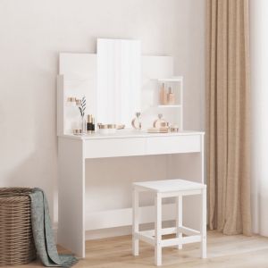 Tocador con espejo blanco 96x39x142 cm es1596