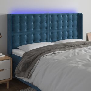 Cabecero con LED de terciopelo azul oscuro 203x16x118/128 cm eso9640