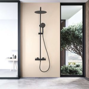 Columna de ducha monomando sky bath negro cristal serie promise