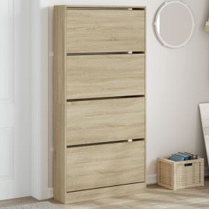 Mueble zapatero 4 cajones abatibles roble sonoma 80x21x163,5 cm