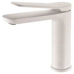 Mice - grifo monomando de lavabo, grifería de baño de caño corto blanco