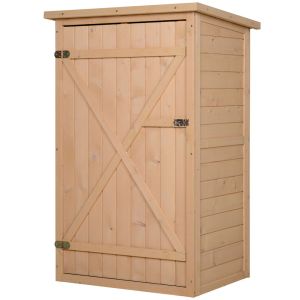 Caseta madera jardín 75x56x115cm madera de abeto color marrón Outsunny