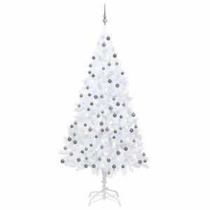 vidaXL árbol de navidad preiluminado con luces y bolas blanco 240 cm