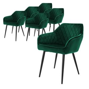 Juego 6 sillas de comedor / salón de terciopelo verde oscuro 80cm