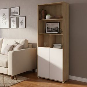 Librería arancios, 2 puertas, madera nobilitada roble 80x34x205 cm