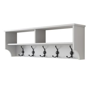 Perchero de madera "pino" - 120 x 22 x 37 cm - blanco