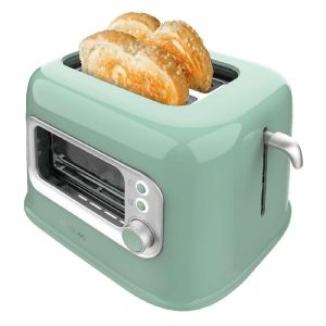 Cecotec tostadora vertical retrovision green, potencia de 700w, 2 ranuras e