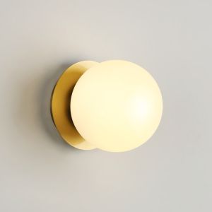 Aplique de pared moderno metal de disco dorado con esfera cristal