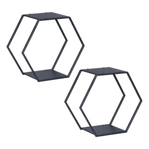 Juego de 2 estantes tand metal 32x37x19cm - negro [en.casa]