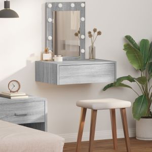 Mesa de tocador coLGante  con luces LED gris sonoma oif598338