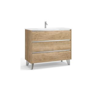 Mueble de baño al suelo con lavabo fondo reducido| 80 cm - roble natural