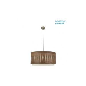 CoLGante alexandra 2xE27 cuero/madera oscura regx50x50 cm