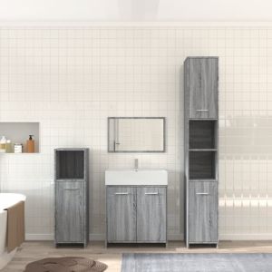 Set de muebles de baño 4 pzas madera contrachapada gris sonoma esb6246