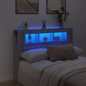 Cabecero LED madera ingeniería gris sonoma 140x18,5x103,5 cm es5621