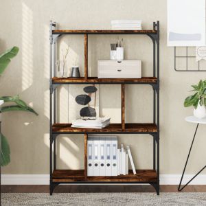 Librería 4 estantes madera ingeniería roble ahumado 76x32x123cm es9579