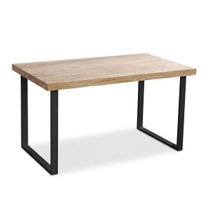 Mesa de comedor de madera y metal 140x80 cm natural roble salvaje - negro