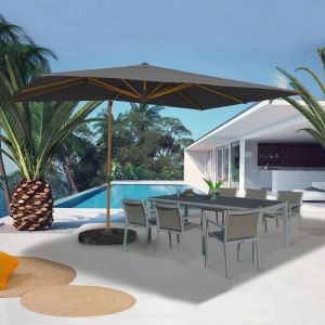 Sombrilla excéntrica giratoria 360° - gris - 3x4 m