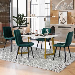 Conjunto de mesa y sillas mdf verde para cocina y comedor 5 piezas