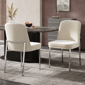 Silla de comedor terciopelo beige cojín grueso