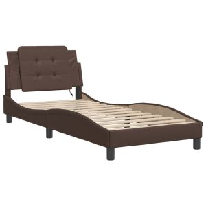 vidaXL estructura de cama con LED sin colchón zadar marrón 80x200 cm