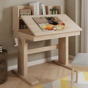 Escritorio regulable altura tablero inclinable natural 89-110,5x80x60cm