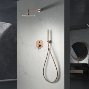 Imex - columna ducha empotrada con grifo oro rosa serie line