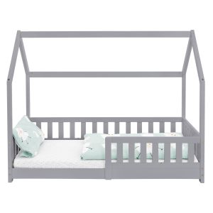 Cuna con protección anticaída 160x80cm gris claro ecd germany
