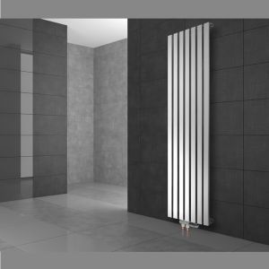 Radiador de baño stella 370x1400 mm blanco con juego de conexión al suelo