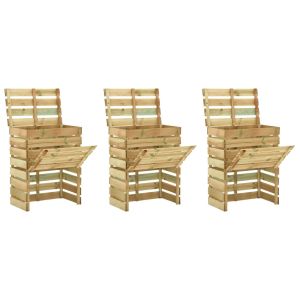 vidaXL compostadores de láminas 3 uds madera de pino 80x50x100 cm