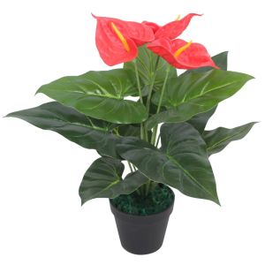 vidaXL planta de anturio artificial con maceta 45 cm roja y amarilla