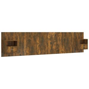 vidaXL cabecero de cama con mesitas madera contrachapada roble ahumado