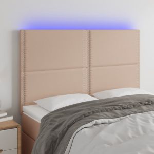 Cabecero luces LED cuero sintético capuchino 144x5x118/128cm eso7200