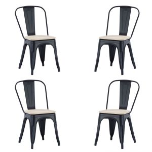 Pack 4 sillas de comedor metálicas 45x45 cm tolix negro - roble