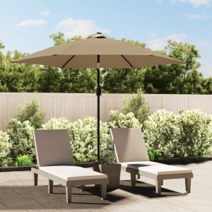 Sombrilla de jardín con luces LED palo de acero taupe 300cm eerf3683