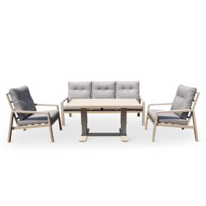 Yoevu - set de jardín, 5 plazas con sillón reclinable y mesa elevable