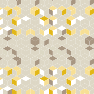 Papel pintado geométrico cubos amarillo y café 60cm por 250cm