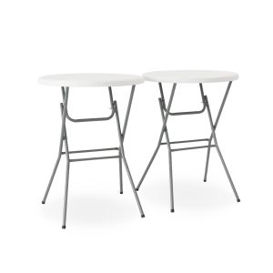 Mesa alta plegable, set de 2 blanco 81x81x110 cm
