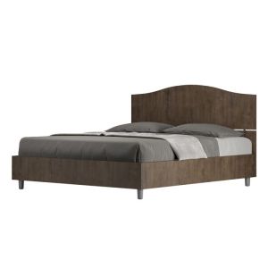 Cama plataforma 160x200 cm - nogal - cabecero tapizado