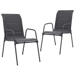 vidaXL sillas de jardín apilables 2 uds acero textilene gris antracita