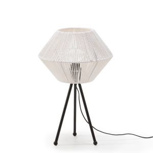 language Lámpara de mesa cuerda blanca y patas metálicas negras 59 cm