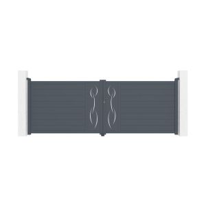 Puerta batiente regulable ancho 4m life h.140cm aluminio gris