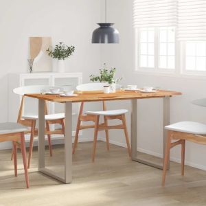 Mesa de comedor de madera maciza de acacia 140x70x76 cm oif569394